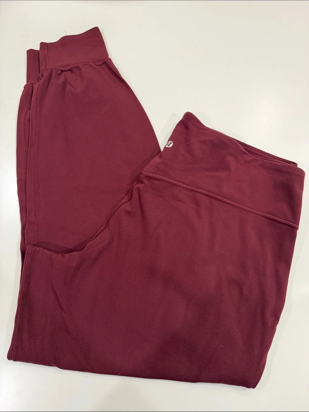 Lululemon Burgundy Athleisure Leggings with Lululemon Logo